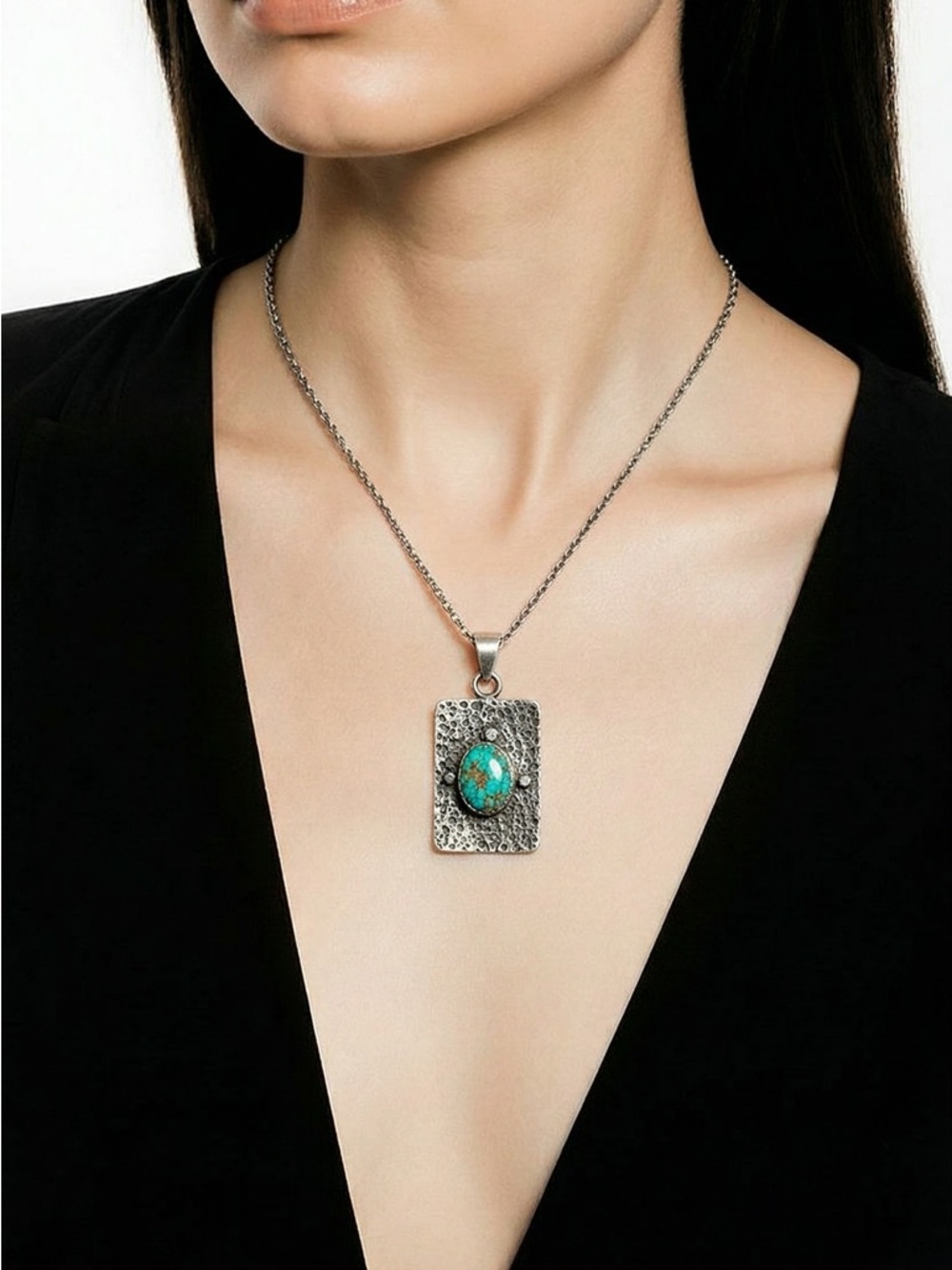 SOLD ! Chrysocolla Necklace & Earrings - Picture 8 of 16